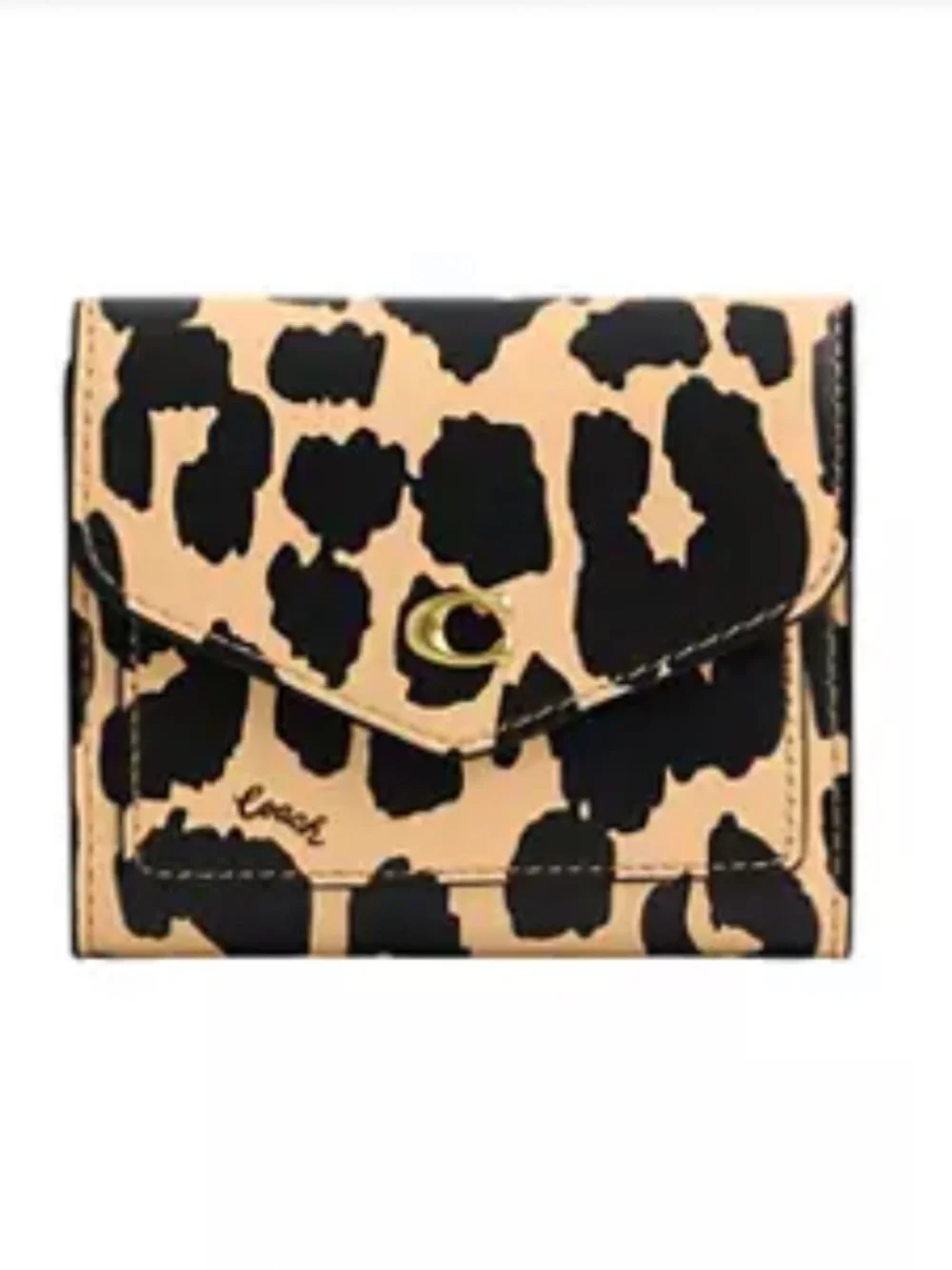 NWOT Coach Wyn Black and Tan Leopard Print Wallet - Picture 1 of 4